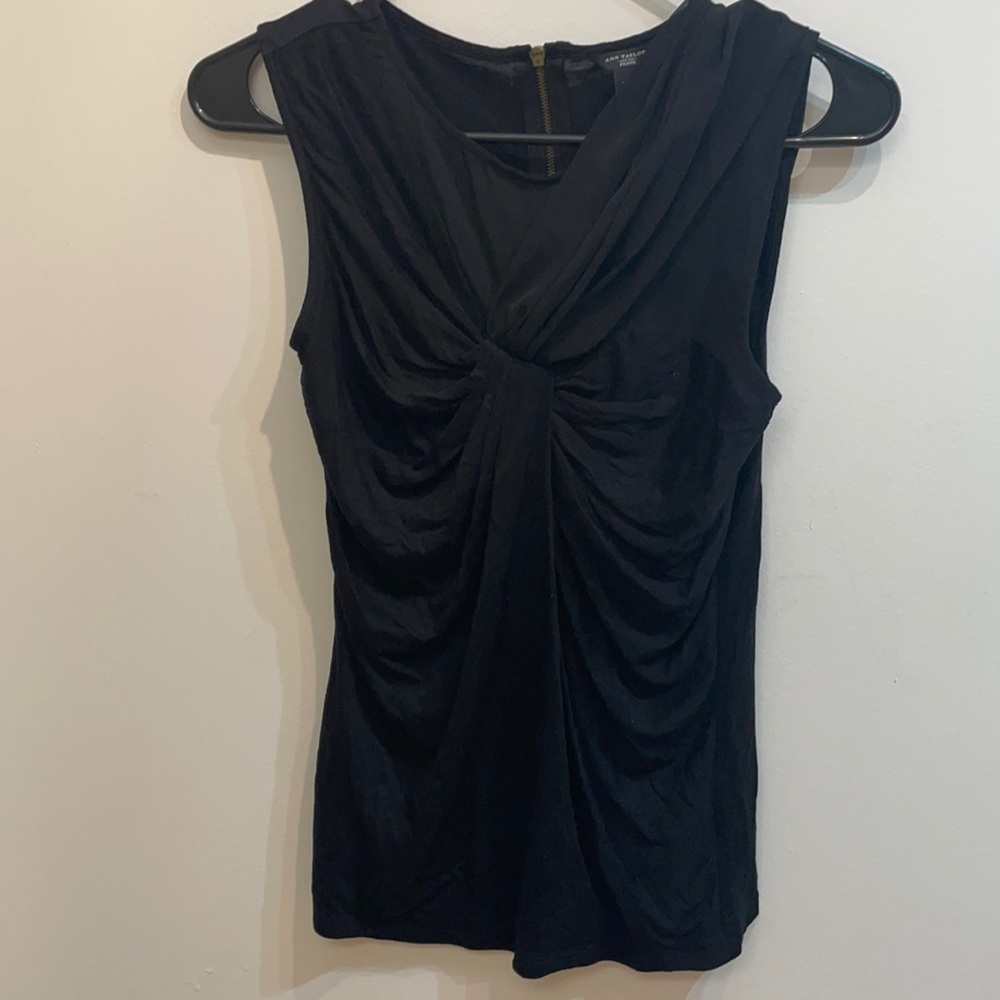 Black Ann Taylor sleeveless blouse, xm petite